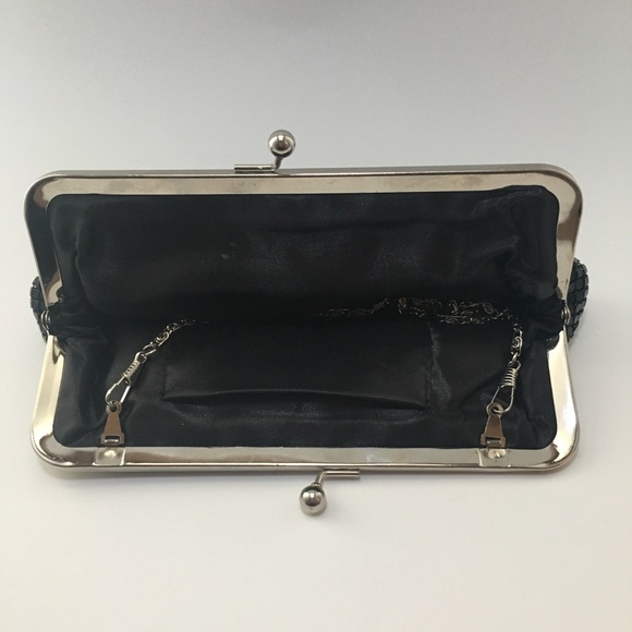 Black Sequin Clutch with Chain - Picture 2 of 3